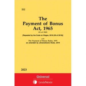 Hardcover bare act book: Payment of Bonus Act. 1965